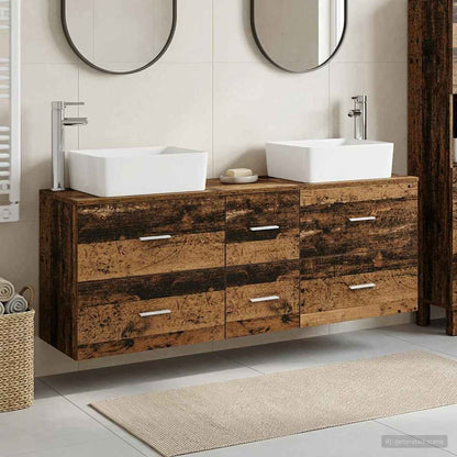 vidaXL Bathroom Cabinet Set 3 pcs Old Wood 53 x 34.5 x 63 cm