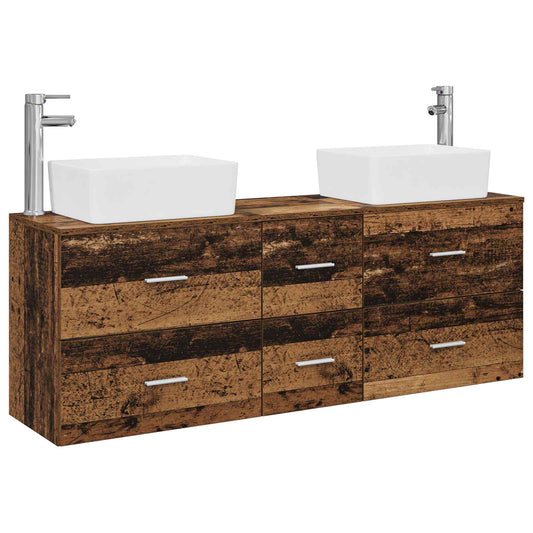 vidaXL Bathroom Cabinet Set 3 pcs Old Wood 53 x 34.5 x 63 cm