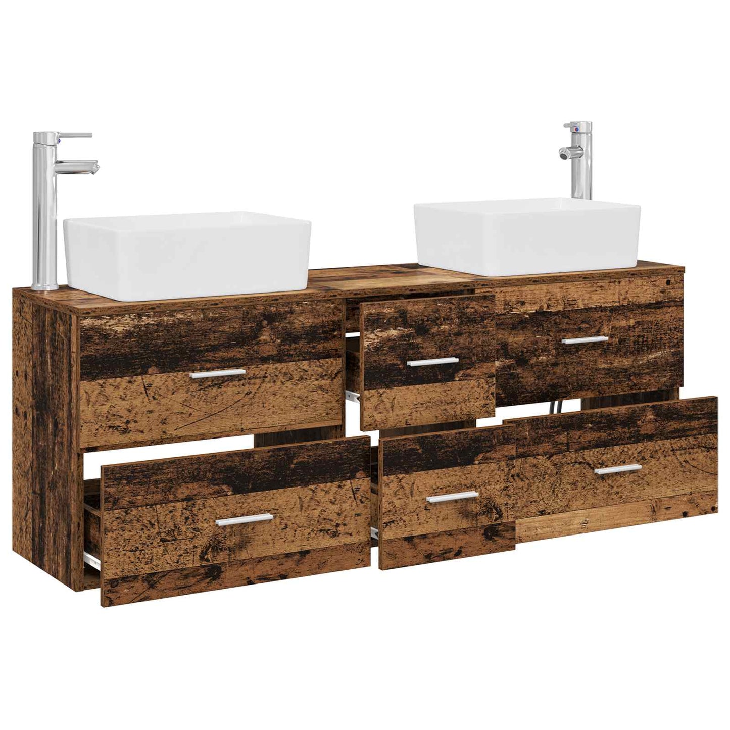 vidaXL Bathroom Cabinet Set 3 pcs Old Wood 53 x 34.5 x 63 cm
