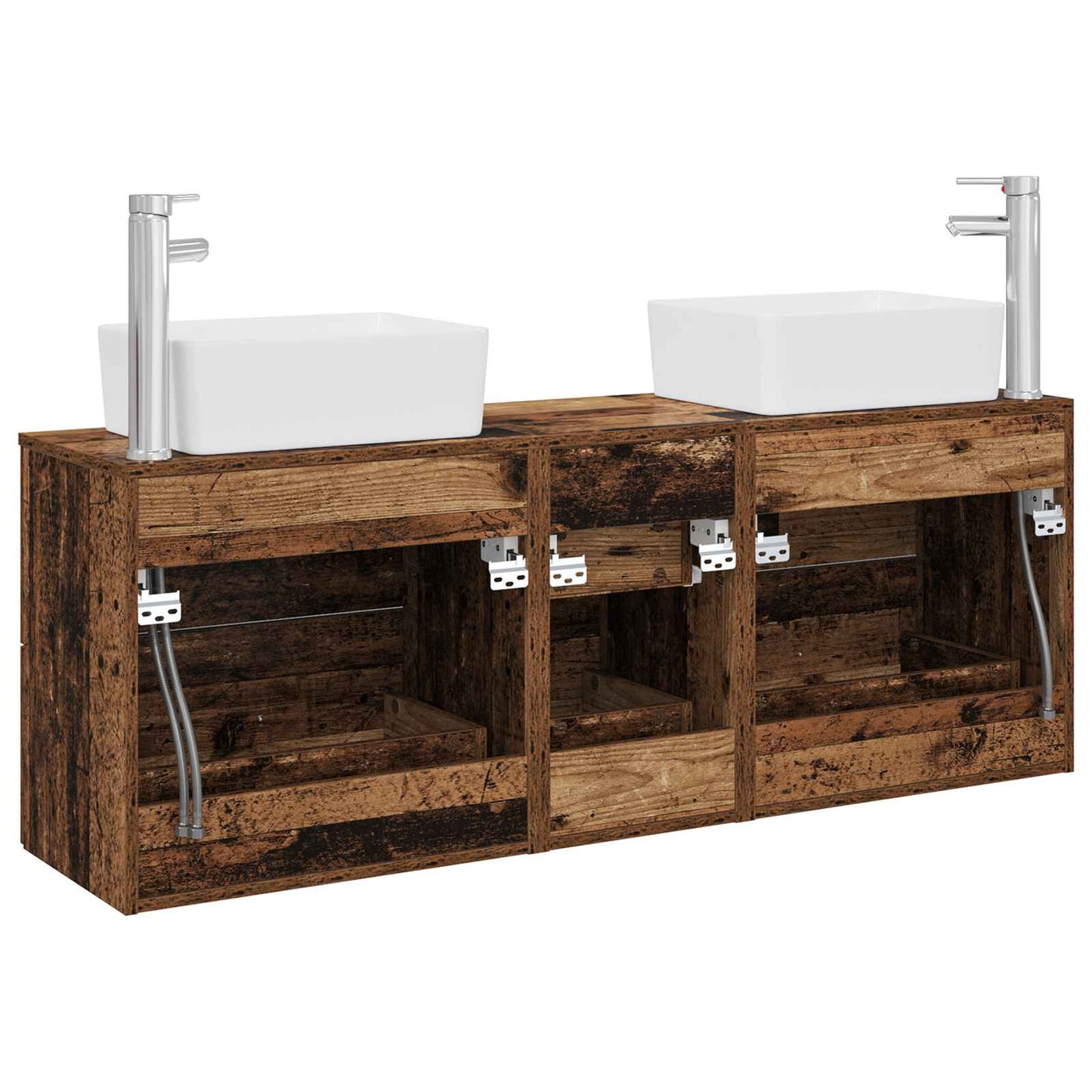 vidaXL Bathroom Cabinet Set 3 pcs Old Wood 53 x 34.5 x 63 cm