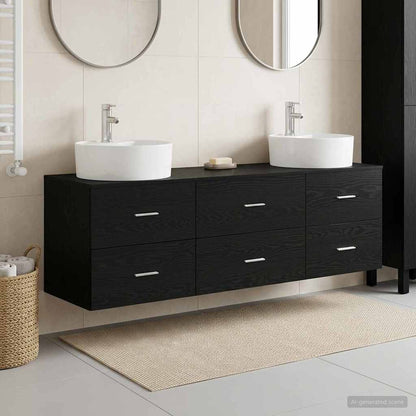 vidaXL Bathroom Cabinet Set 3 pcs Black 62.5 x 44.5 x 50 cm