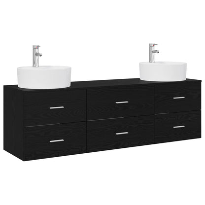 vidaXL Bathroom Cabinet Set 3 pcs Black 62.5 x 44.5 x 50 cm