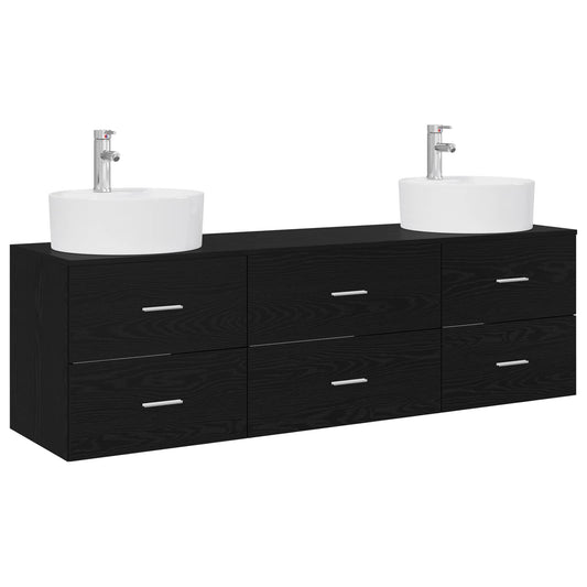 vidaXL Bathroom Cabinet Set 3 pcs Black 161.5 x 44.5 x 82 cm