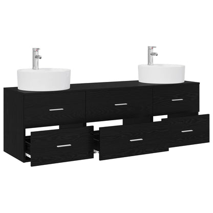 vidaXL Bathroom Cabinet Set 3 pcs Black 62.5 x 44.5 x 50 cm