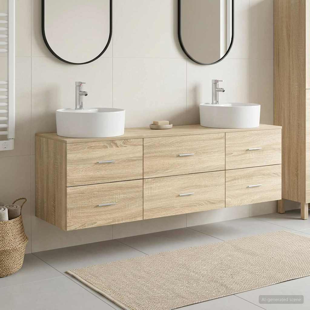 vidaXL Bathroom Cabinet Set 3 pcs Sonoma Oak 62.5 x 44.5 x 50 cm