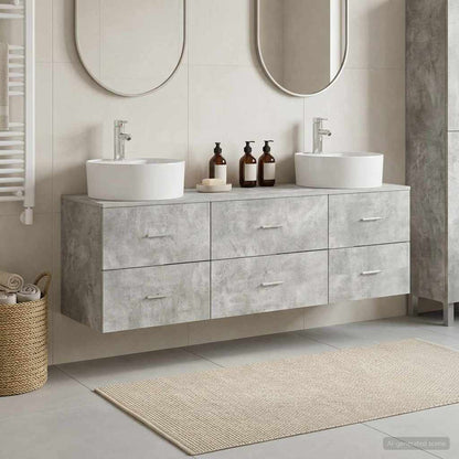 vidaXL Bathroom Cabinet Set 3 pcs Concrete Grey 62.5 x 44.5 x 50 cm