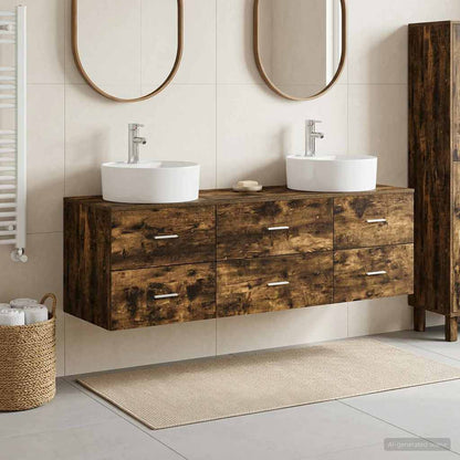 vidaXL Bathroom Cabinet Set 3 pcs Smoked Oak 62.5 x 44.5 x 50 cm