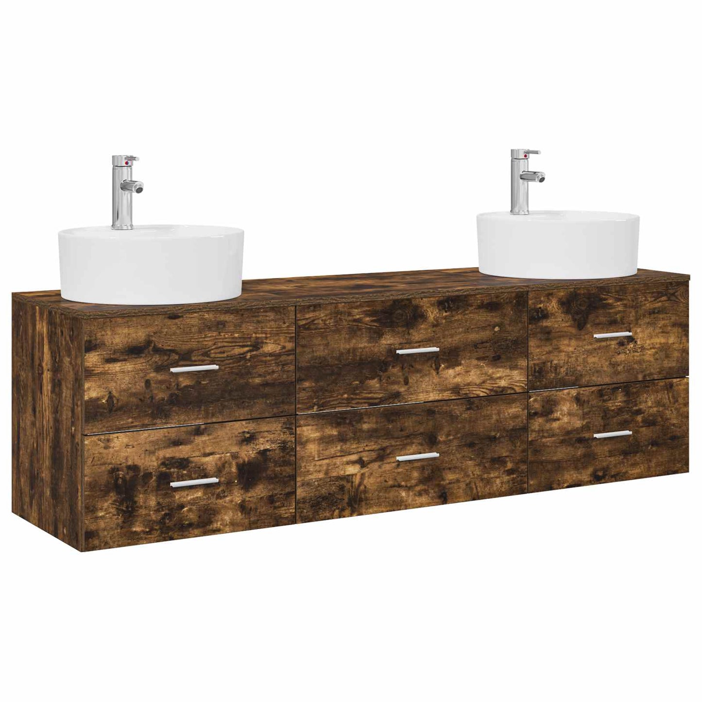 vidaXL Bathroom Cabinet Set 3 pcs Smoked Oak 62.5 x 44.5 x 50 cm