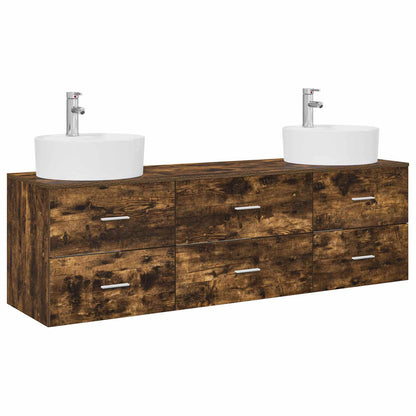 vidaXL Bathroom Cabinet Set 3 pcs Smoked Oak 62.5 x 44.5 x 50 cm