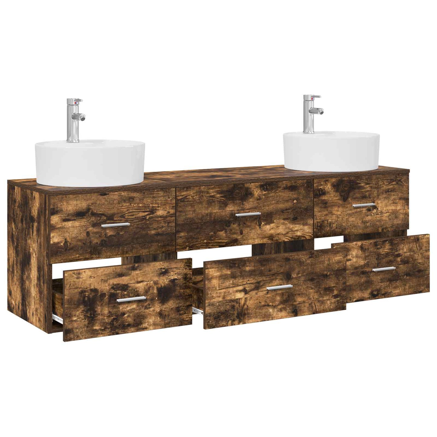 vidaXL Bathroom Cabinet Set 3 pcs Smoked Oak 62.5 x 44.5 x 50 cm