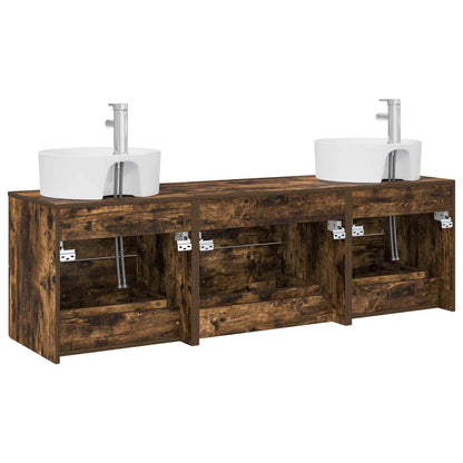 vidaXL Bathroom Cabinet Set 3 pcs Smoked Oak 62.5 x 44.5 x 50 cm