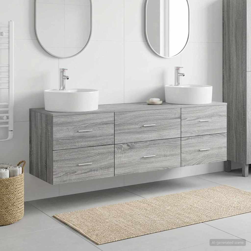 vidaXL Bathroom Cabinet Set 3 pcs Grey Sonoma 62.5 x 44.5 x 50 cm