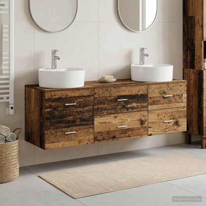 vidaXL Bathroom Cabinet Set 3 pcs Old Wood 62.5 x 44.5 x 50 cm