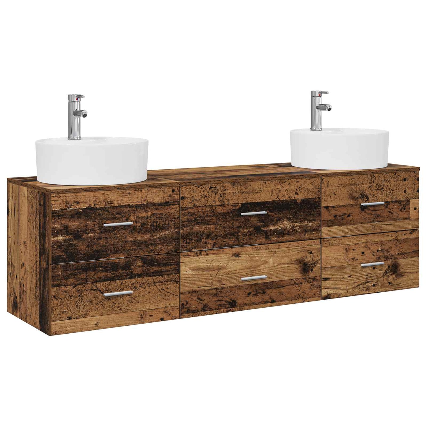 vidaXL Bathroom Cabinet Set 3 pcs Old Wood 62.5 x 44.5 x 50 cm