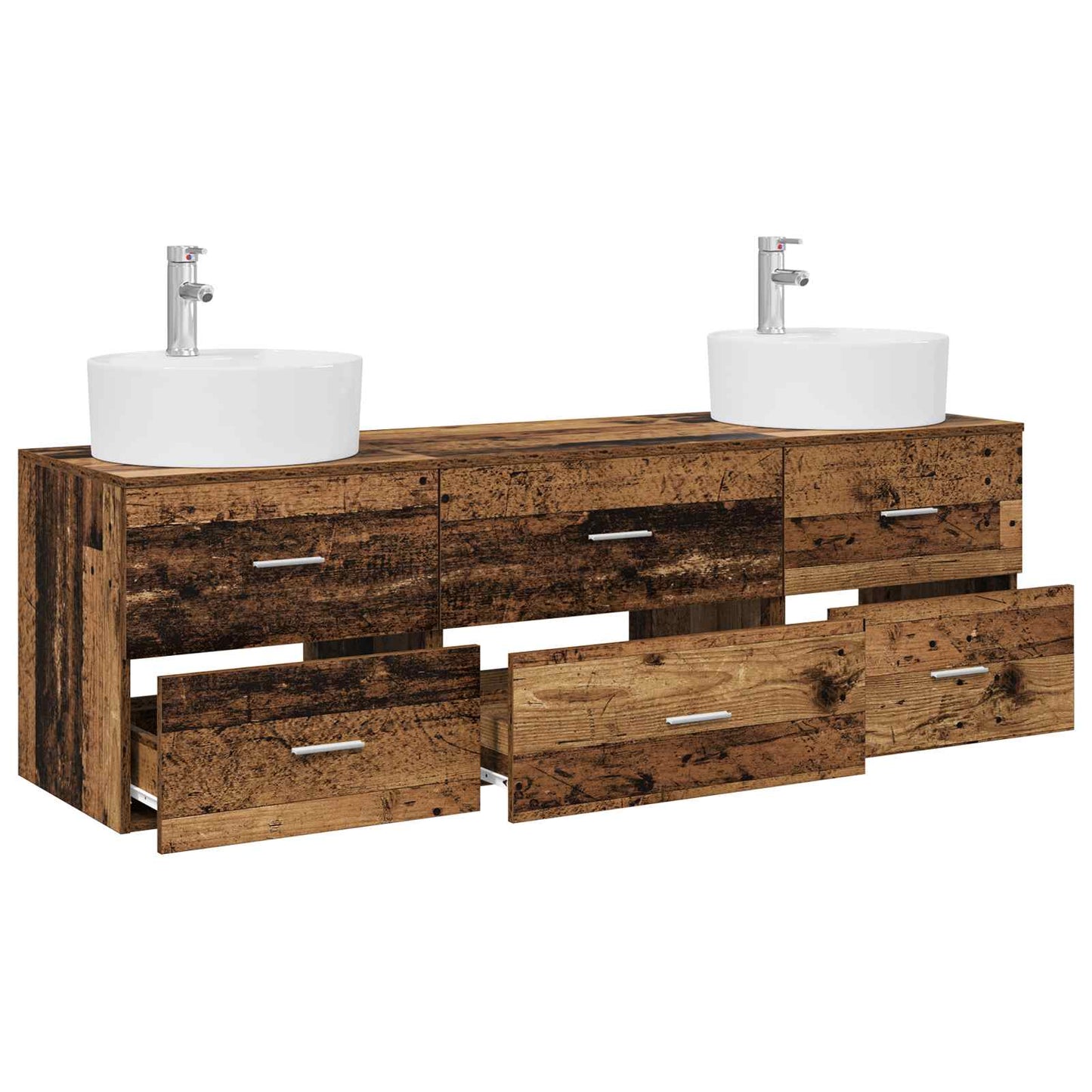 vidaXL Bathroom Cabinet Set 3 pcs Old Wood 62.5 x 44.5 x 50 cm