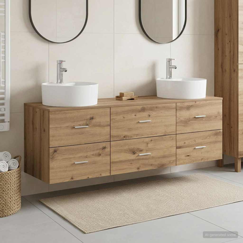 vidaXL Bathroom Cabinet Set 3 pcs Artisan Oak 62.5 x 44.5 x 50 cm