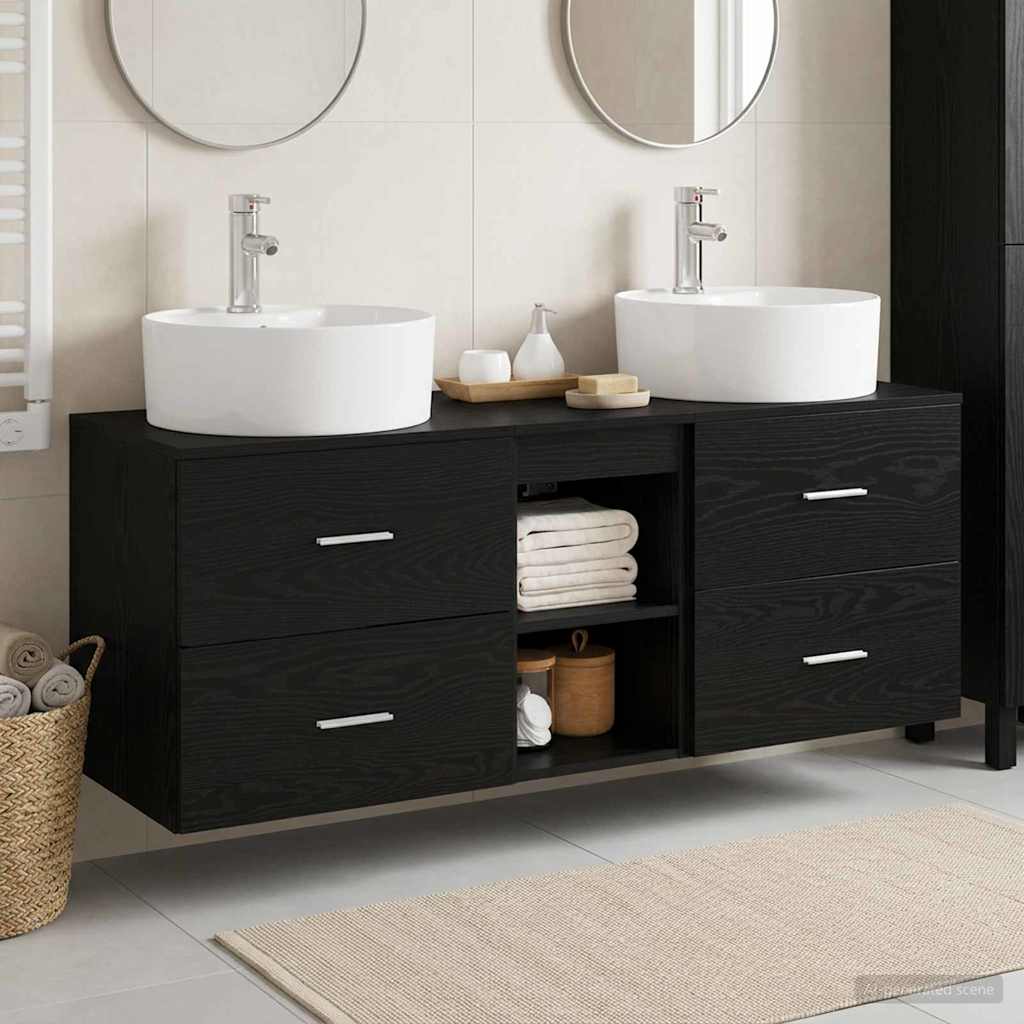 vidaXL Bathroom Cabinet Set 3 pcs Black 49.5 x 44.5 x 65 cm