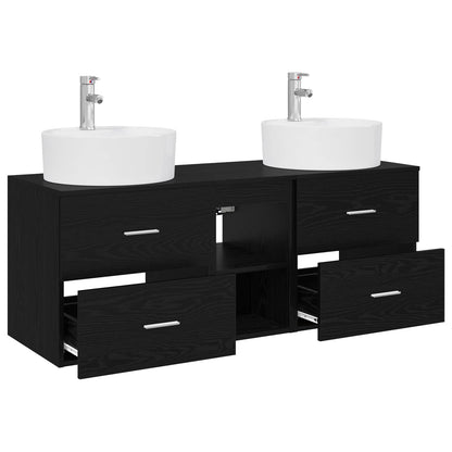 vidaXL Bathroom Cabinet Set 3 pcs Black 49.5 x 44.5 x 65 cm
