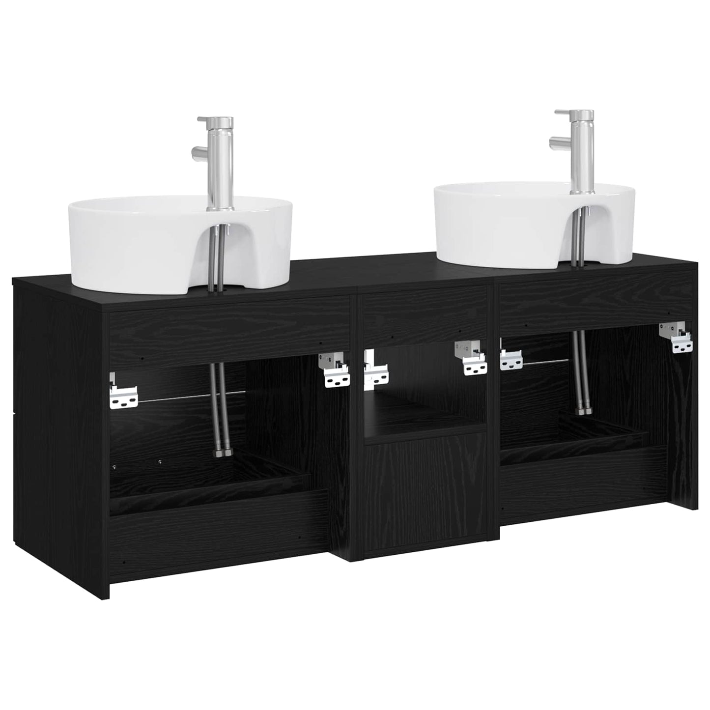 vidaXL Bathroom Cabinet Set 3 pcs Black 49.5 x 44.5 x 65 cm