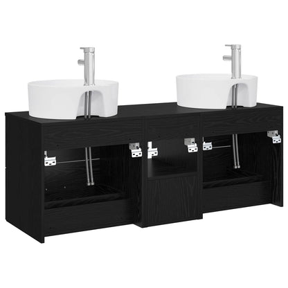 vidaXL Bathroom Cabinet Set 3 pcs Black 49.5 x 44.5 x 65 cm