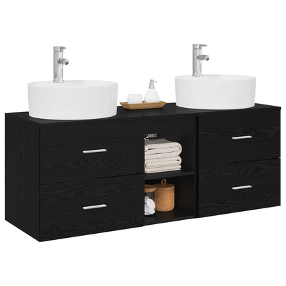 vidaXL Bathroom Cabinet Set 3 pcs Black 49.5 x 44.5 x 65 cm