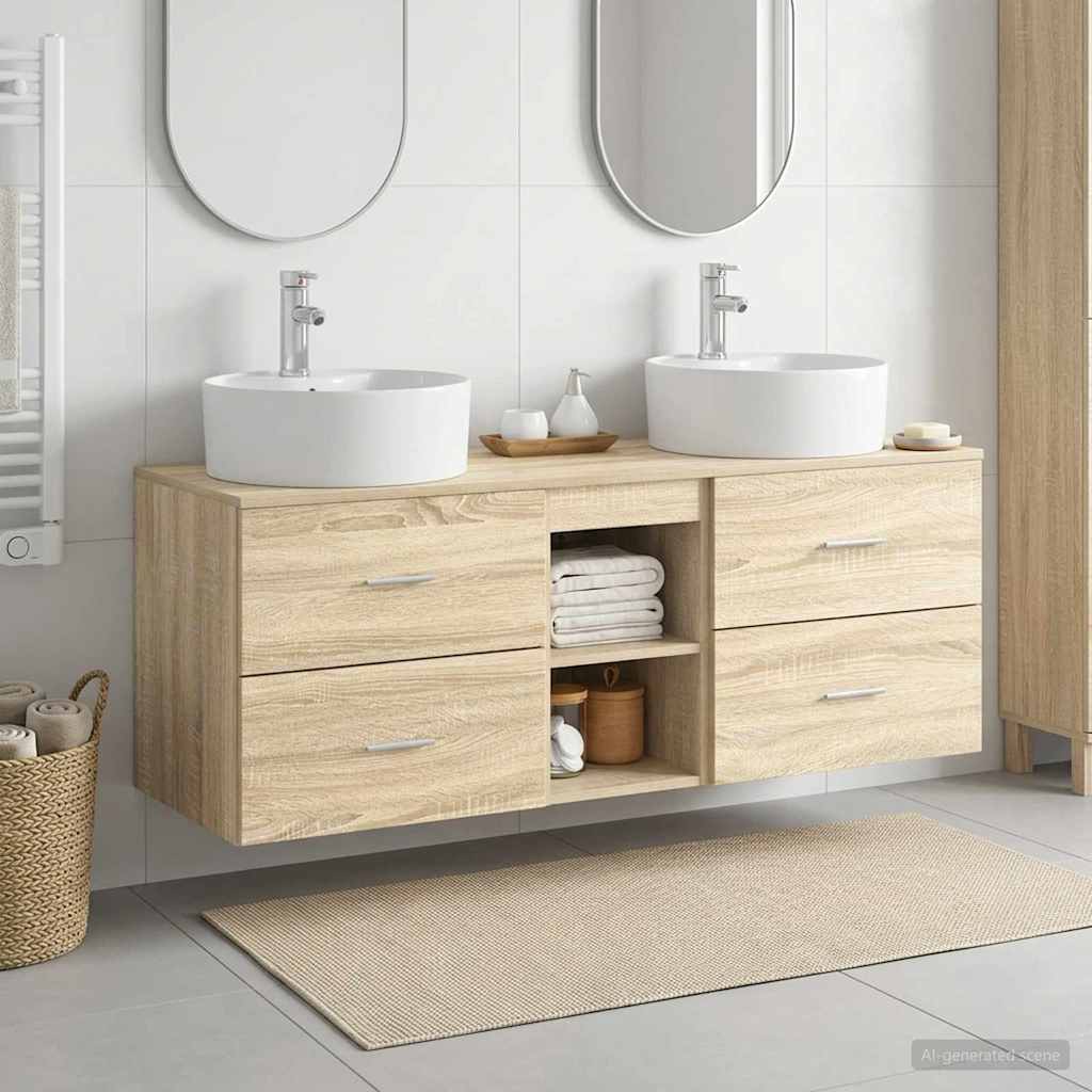 vidaXL Bathroom Cabinet Set 3 pcs Sonoma Oak 49.5 x 44.5 x 65 cm