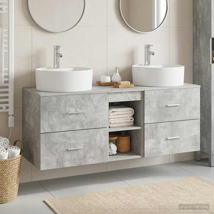 vidaXL Bathroom Cabinet Set 3 pcs Concrete Grey 49.5 x 44.5 x 65 cm