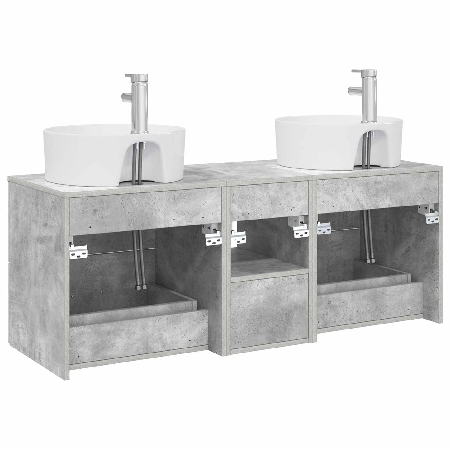vidaXL Bathroom Cabinet Set 3 pcs Concrete Grey 49.5 x 44.5 x 65 cm