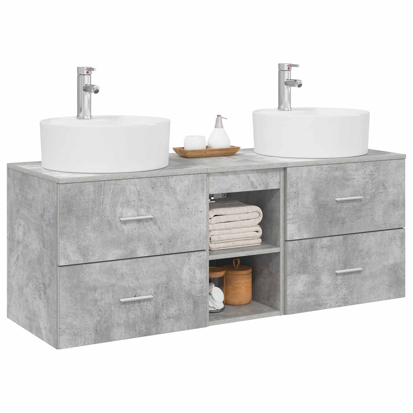 vidaXL Bathroom Cabinet Set 3 pcs Concrete Grey 49.5 x 44.5 x 65 cm