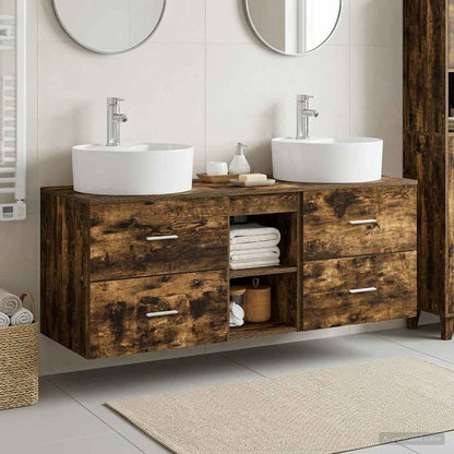 vidaXL Bathroom Cabinet Set 3 pcs Smoked Oak 49.5 x 44.5 x 65 cm