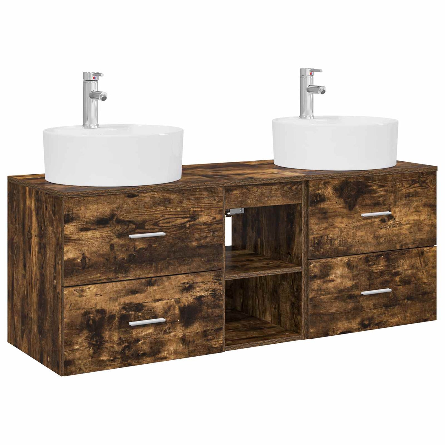 vidaXL Bathroom Cabinet Set 3 pcs Smoked Oak 49.5 x 44.5 x 65 cm