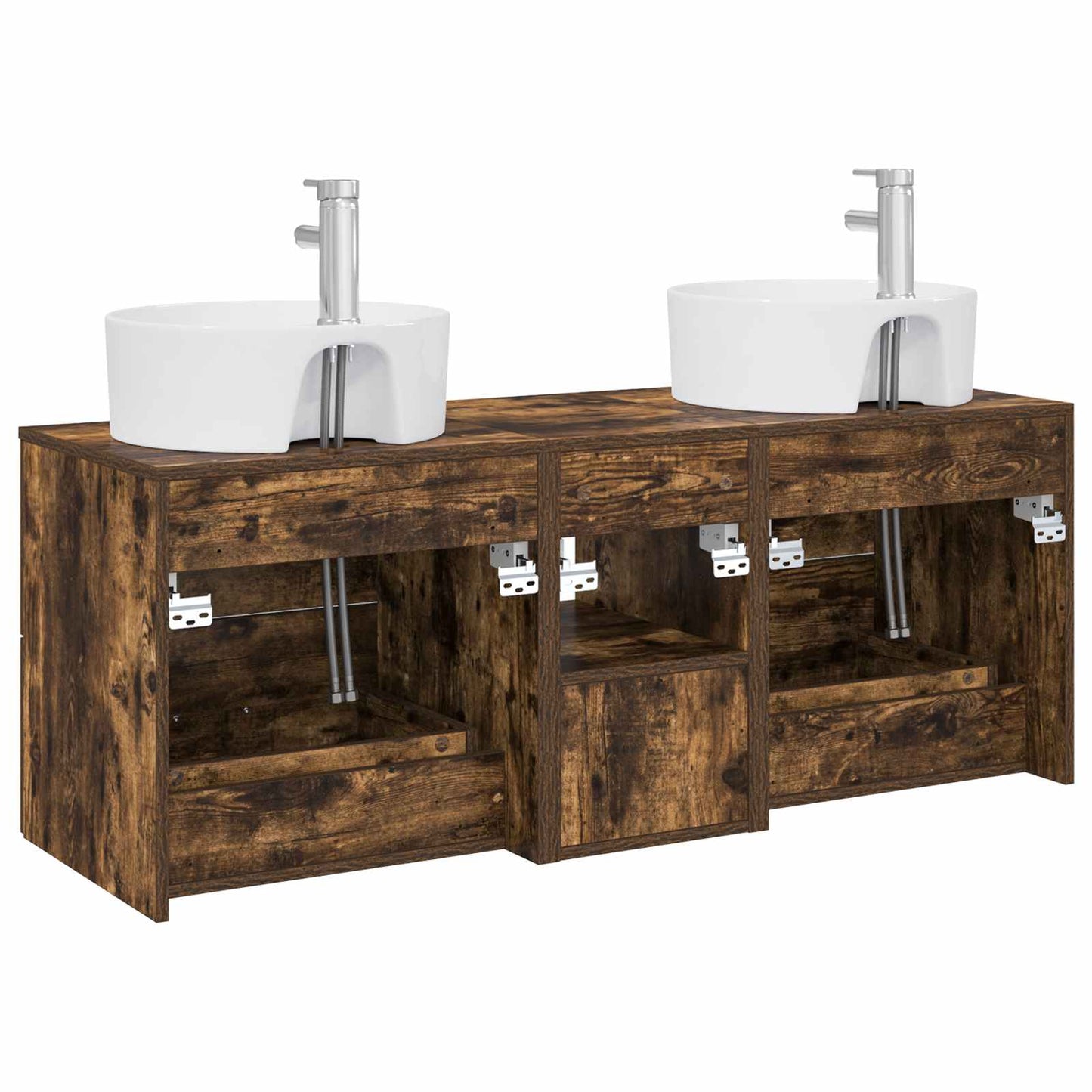 vidaXL Bathroom Cabinet Set 3 pcs Smoked Oak 49.5 x 44.5 x 65 cm