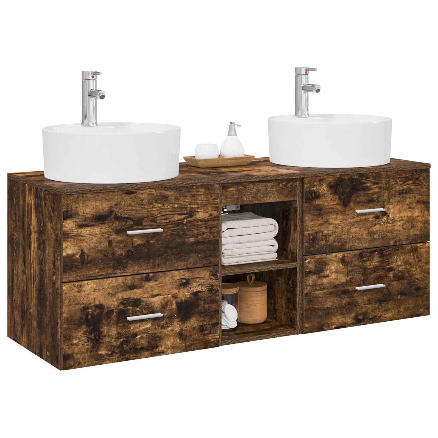 vidaXL Bathroom Cabinet Set 3 pcs Smoked Oak 49.5 x 44.5 x 65 cm