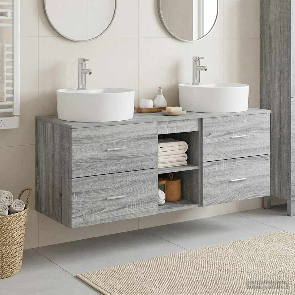 vidaXL Bathroom Cabinet Set 3 pcs Grey Sonoma 49.5 x 44.5 x 65 cm