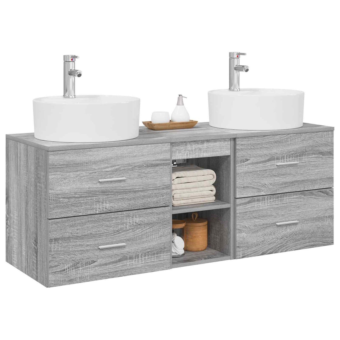 vidaXL Bathroom Cabinet Set 3 pcs Grey Sonoma 49.5 x 44.5 x 65 cm