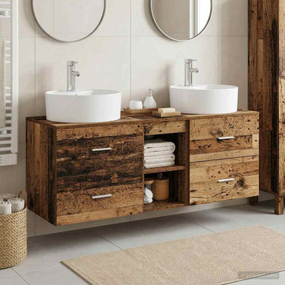 vidaXL Bathroom Cabinet Set 3 pcs Old Wood 49.5 x 44.5 x 65 cm