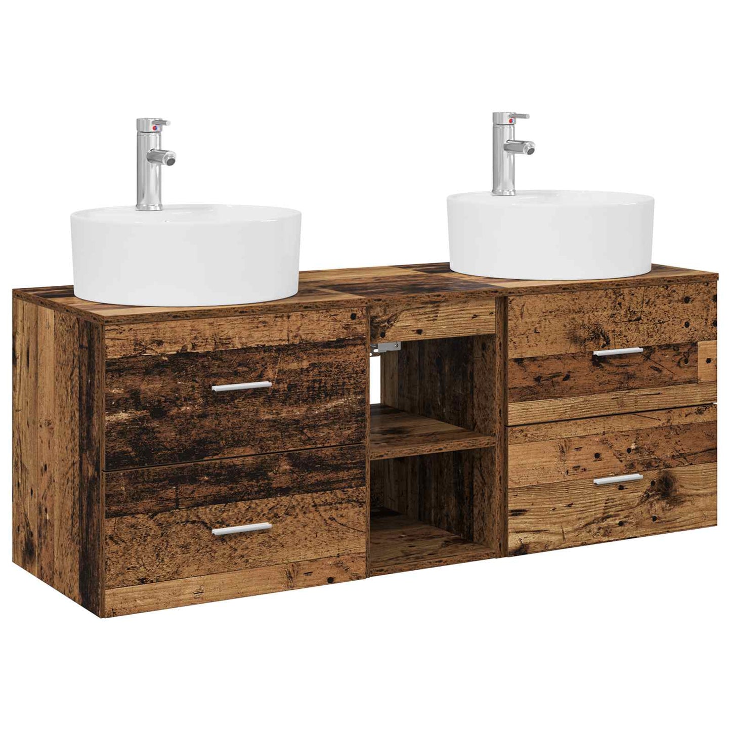 vidaXL Bathroom Cabinet Set 3 pcs Old Wood 49.5 x 44.5 x 65 cm