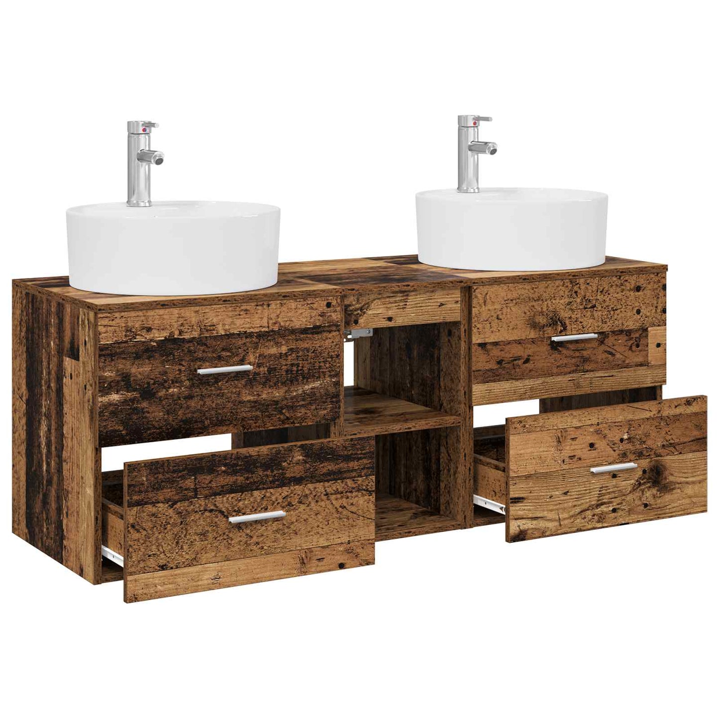 vidaXL Bathroom Cabinet Set 3 pcs Old Wood 49.5 x 44.5 x 65 cm