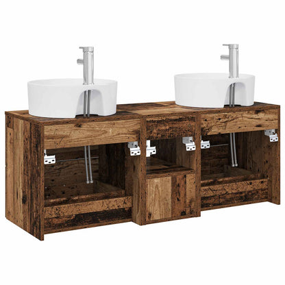 vidaXL Bathroom Cabinet Set 3 pcs Old Wood 49.5 x 44.5 x 65 cm