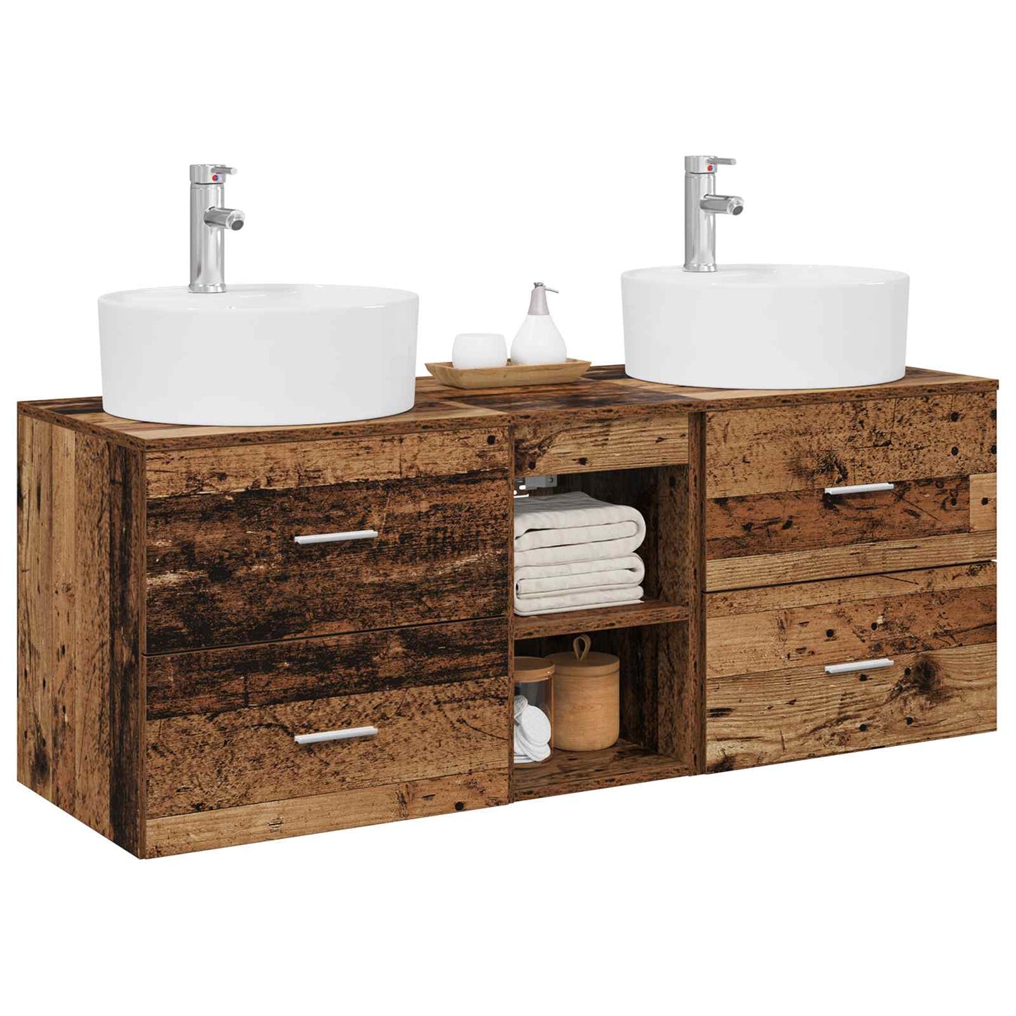 vidaXL Bathroom Cabinet Set 3 pcs Old Wood 49.5 x 44.5 x 65 cm