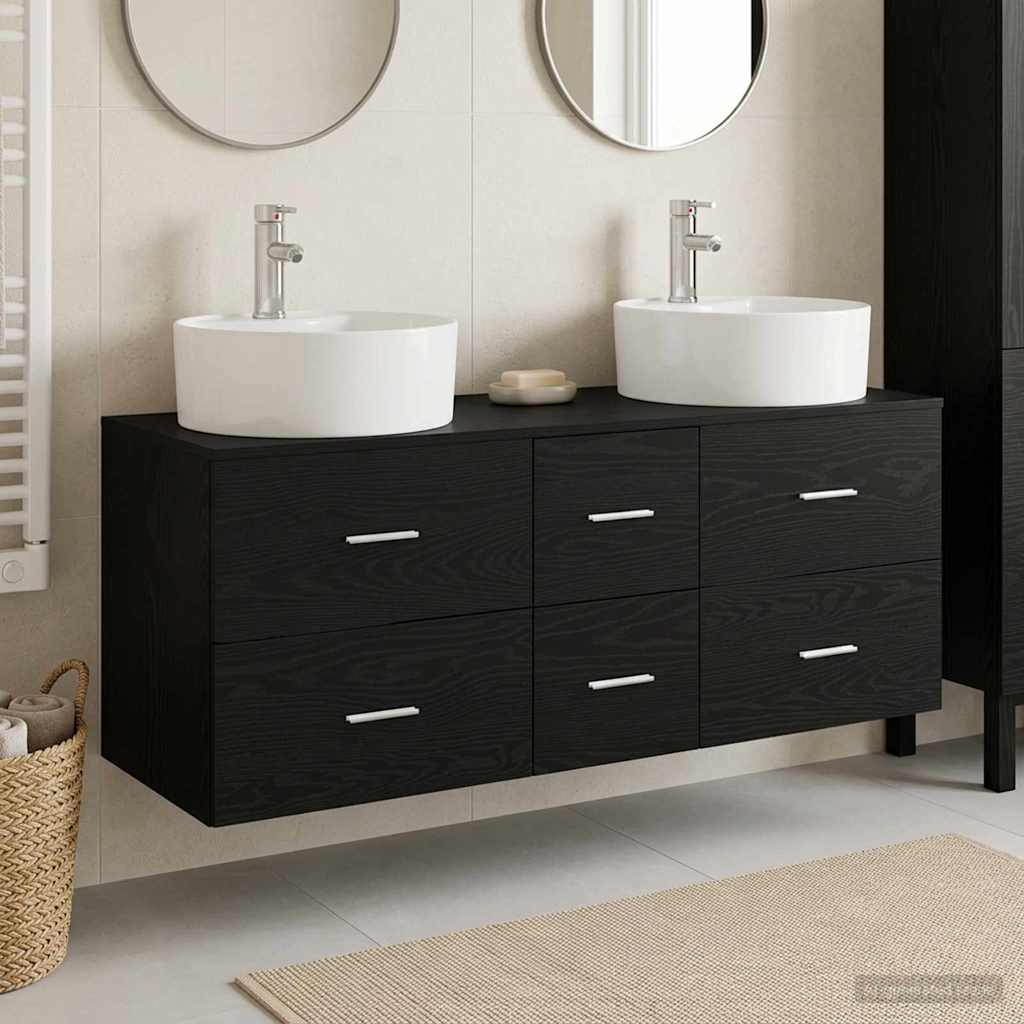 vidaXL Bathroom Furniture Set 3 pcs Black 49.5 x 44.5 x 65 cm