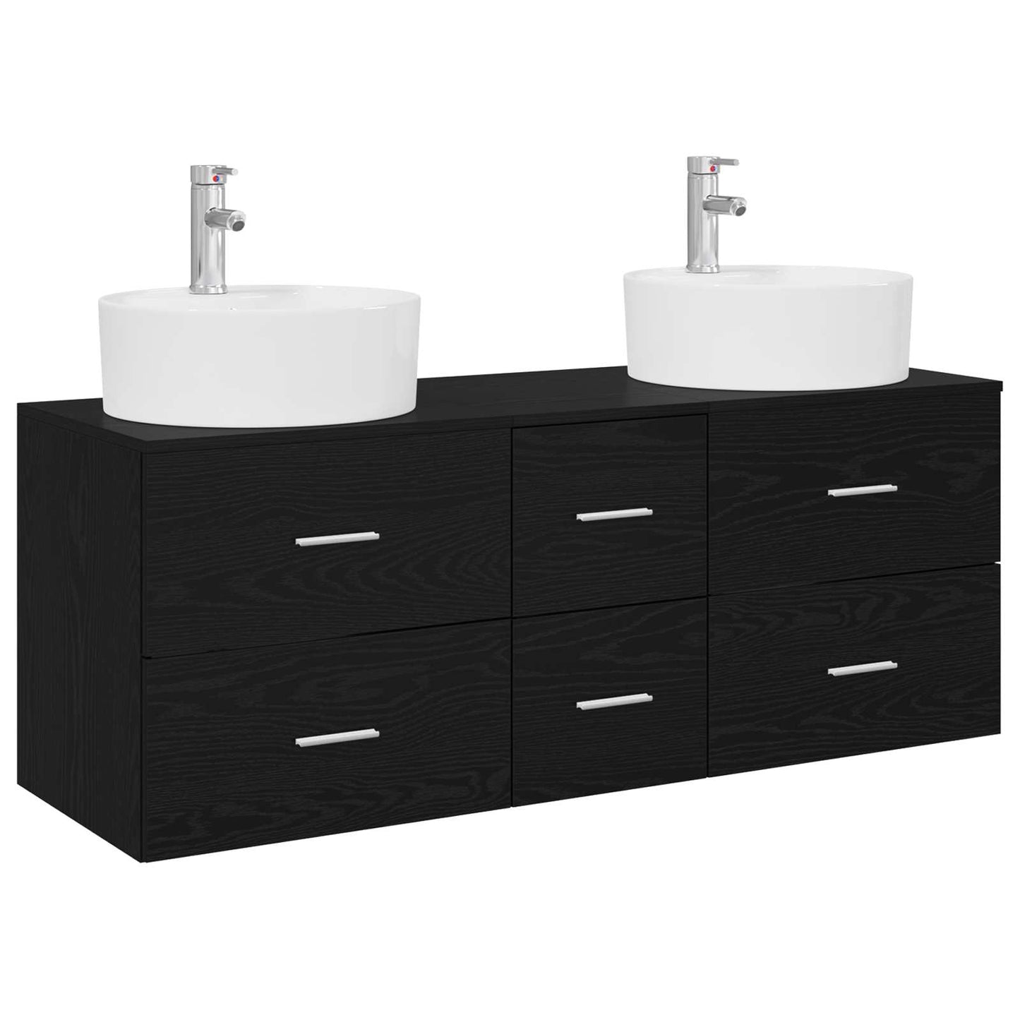 vidaXL Bathroom Furniture Set 3 pcs Black 49.5 x 44.5 x 65 cm