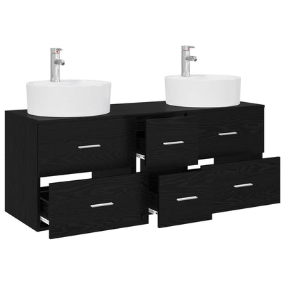 vidaXL Bathroom Furniture Set 3 pcs Black 49.5 x 44.5 x 65 cm