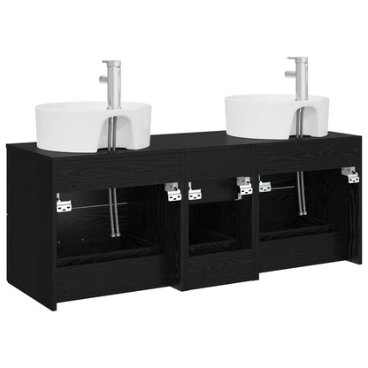 vidaXL Bathroom Furniture Set 3 pcs Black 49.5 x 44.5 x 65 cm