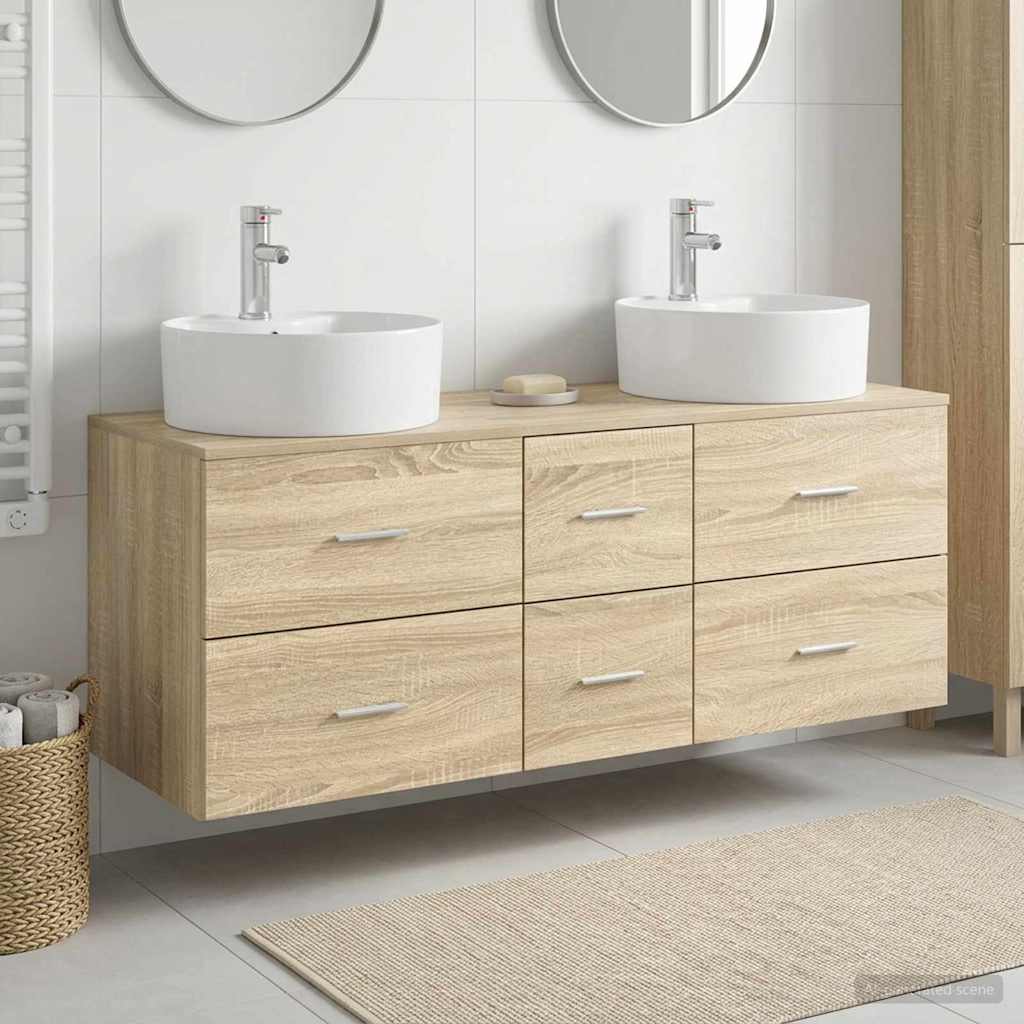 vidaXL Bathroom Furniture Set 3 pcs Sonoma Oak 49.5 x 44.5 x 65 cm