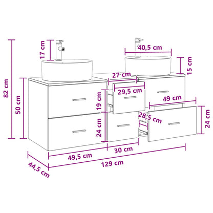 vidaXL Bathroom Furniture Set 3 pcs Sonoma Oak 49.5 x 44.5 x 65 cm