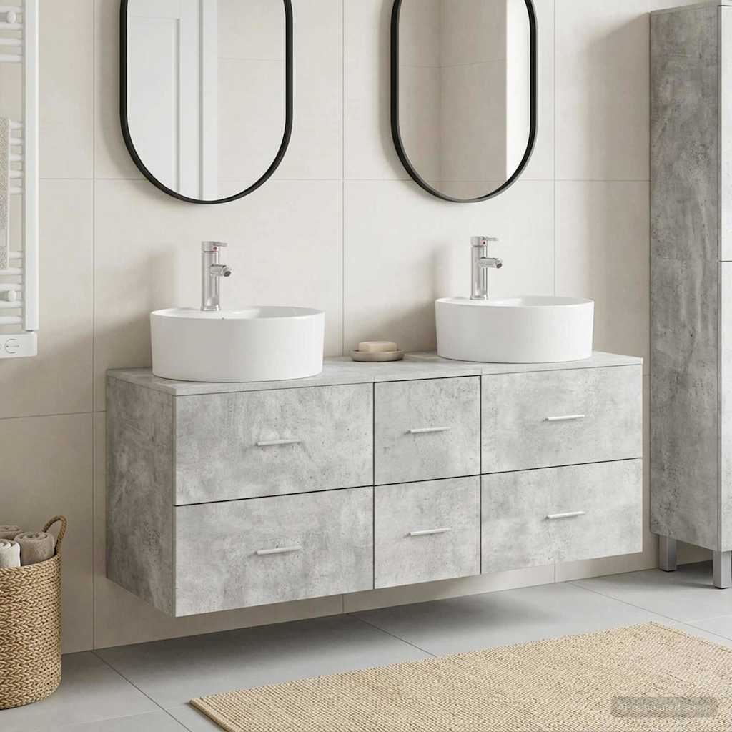 vidaXL Bathroom Furniture Set 3 pcs Concrete Grey 49.5 x 44.5 x 65 cm