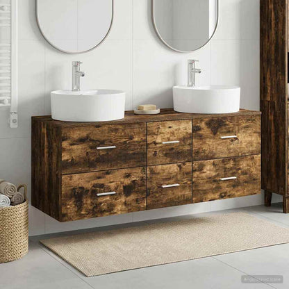 vidaXL Bathroom Furniture Set 3 pcs Smoked Oak 49.5 x 44.5 x 65 cm