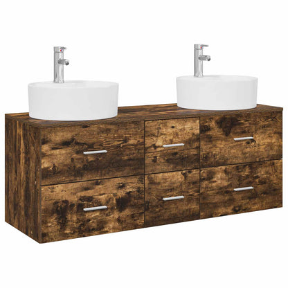 vidaXL Bathroom Furniture Set 3 pcs Smoked Oak 49.5 x 44.5 x 65 cm