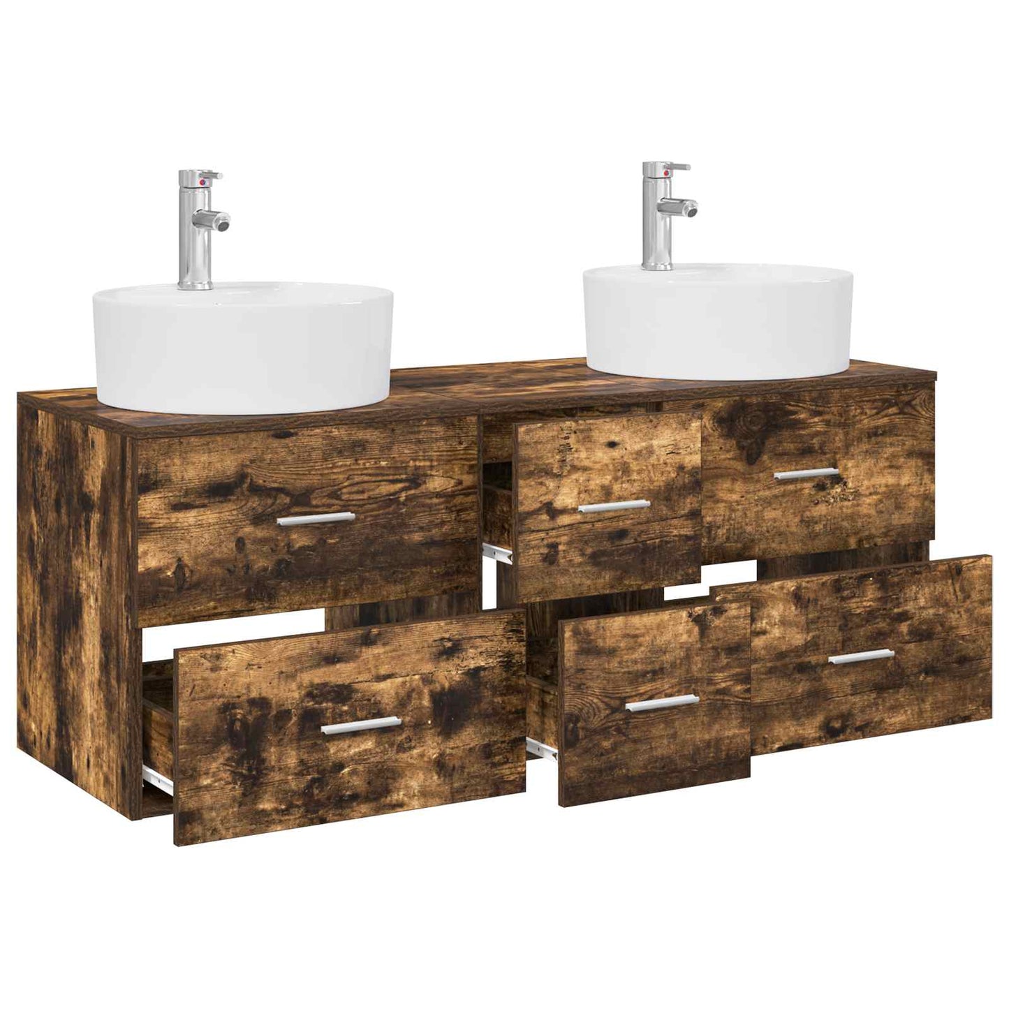 vidaXL Bathroom Furniture Set 3 pcs Smoked Oak 49.5 x 44.5 x 65 cm
